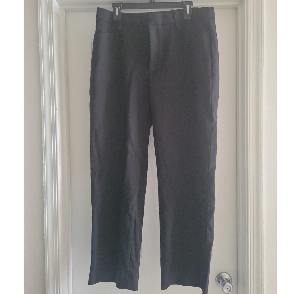 Banana Republic Womens Black 100% Wool Straight Leg Trousers Size 14S Short
